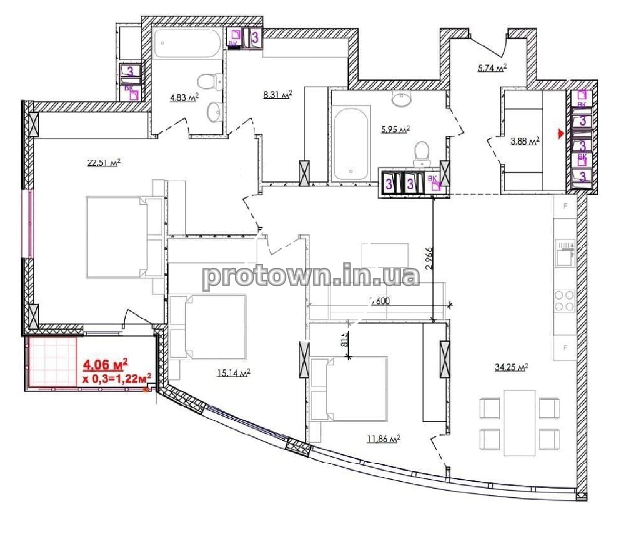 Шикарна квартира 114,5кв.м в елітному ЖК Park Avenue VIP. Три спальні. Паркінг